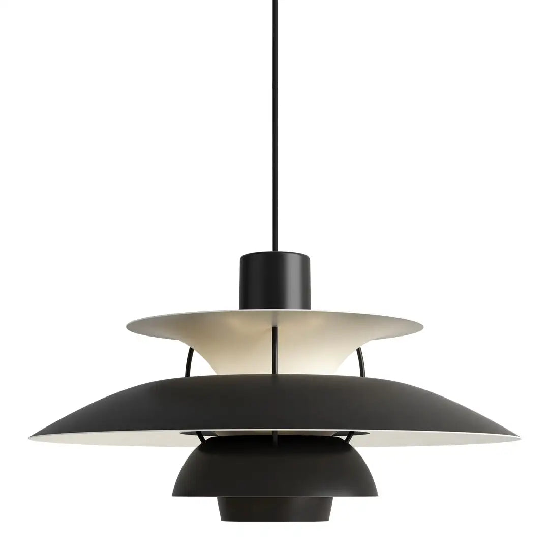 Rund dæmpbar LED-loftlampe i aluminium og akrylglas, elegant design, ideel til belysning i stue og spisestue