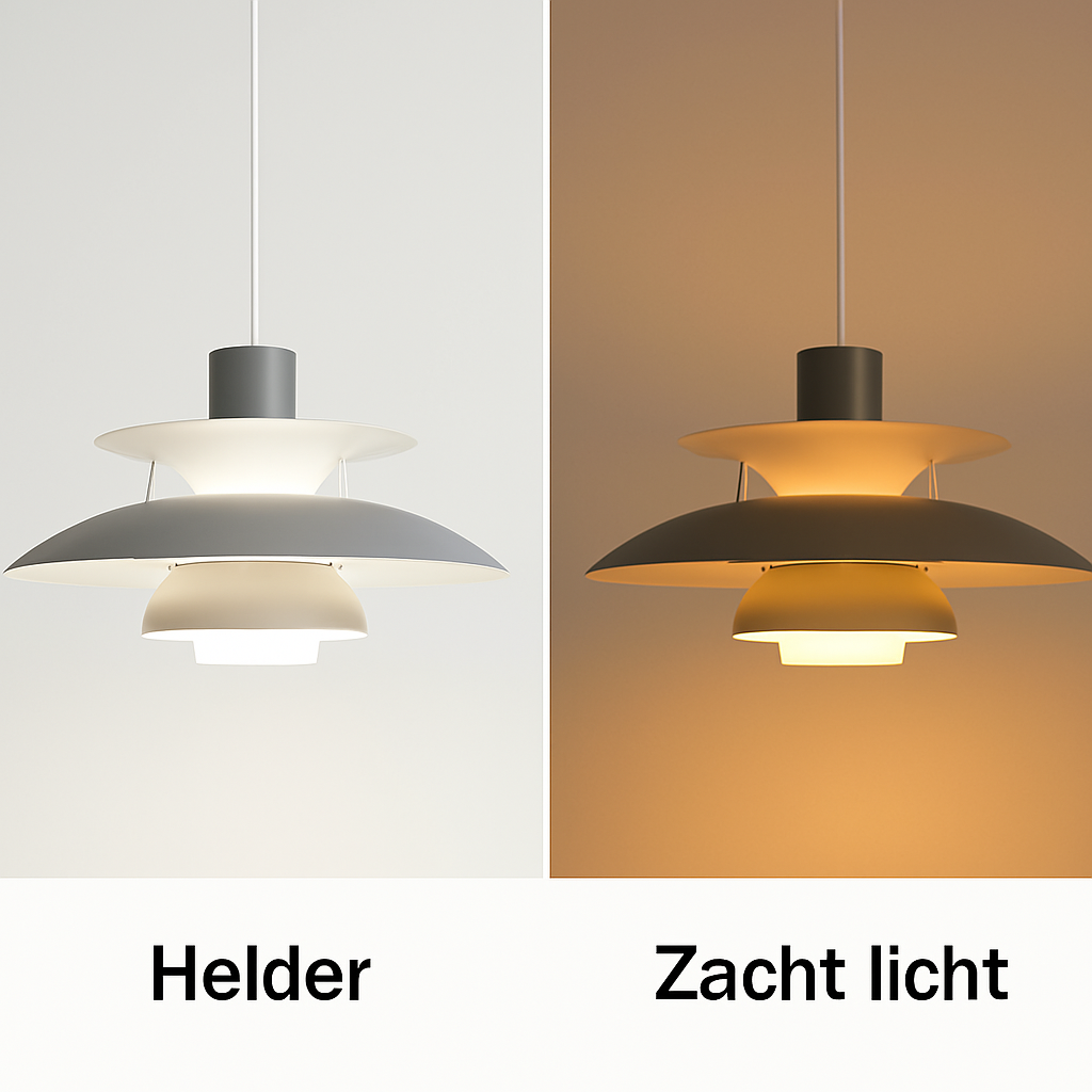 Rund dæmpbar LED-loftlampe i aluminium og akrylglas, elegant design, ideel til belysning i stue og spisestue