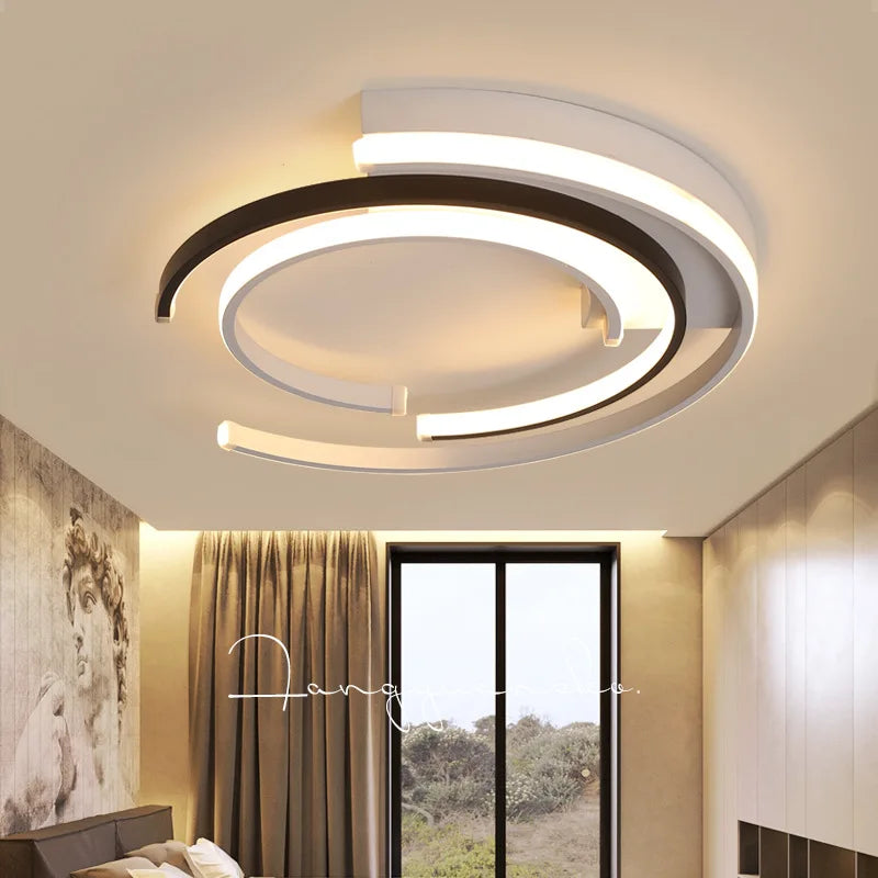 Rund, moderne LED-loftlampe i hvid, energieffektiv, ensartet belysning, 36W-52W effekt.