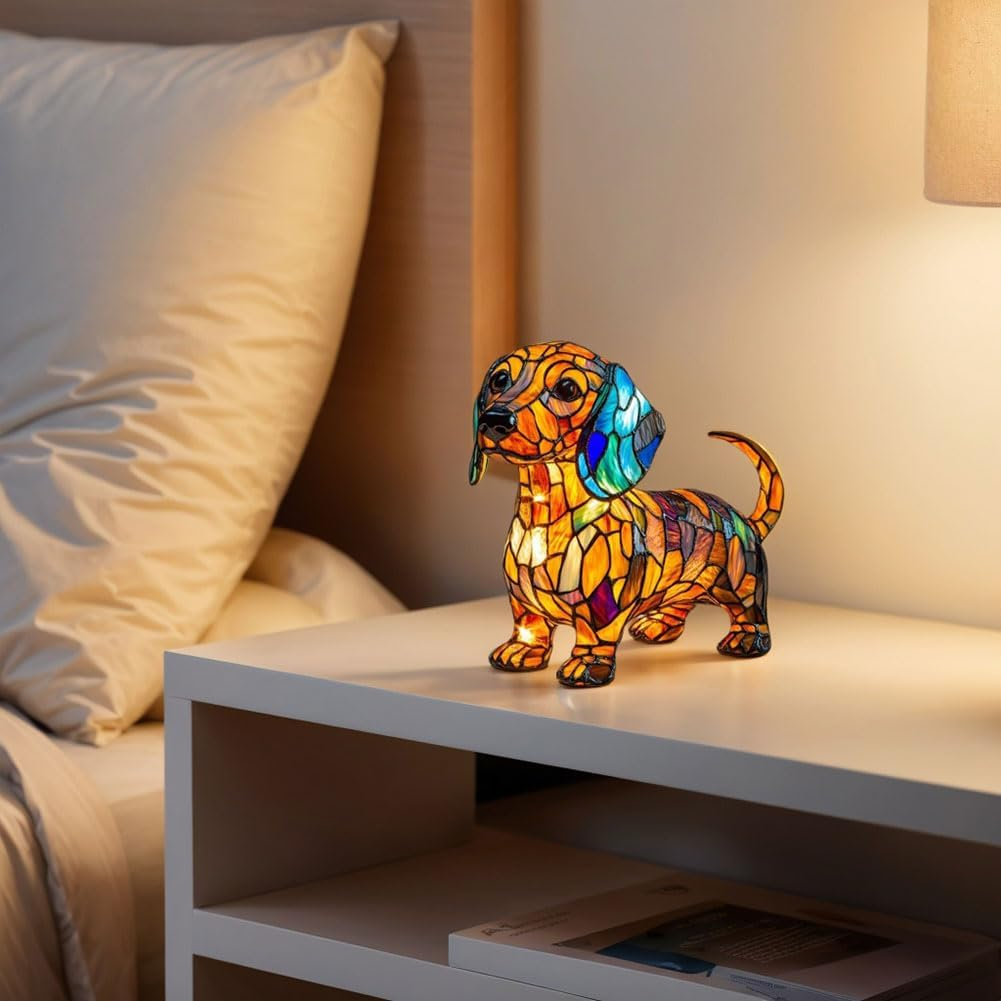 Sød bordlampe i hundedesign med blødt, varmt ambient lys. Skaber hygge i stuen eller børneværelset.