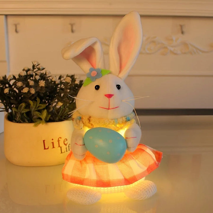 Hvid ledningsfri kanin LED natlampe med blødt beroligende lys, ideel som børnelampe til indretning af børneværelset.