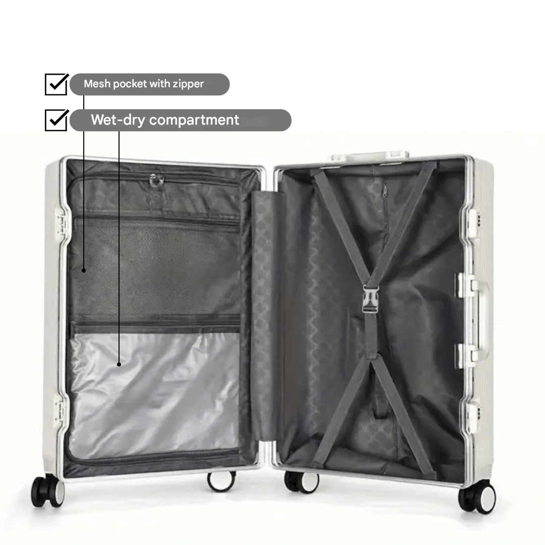 Manhattan Pro smart håndbagage rejsekuffert med USB port og sikker TSA-lås i sort design.
