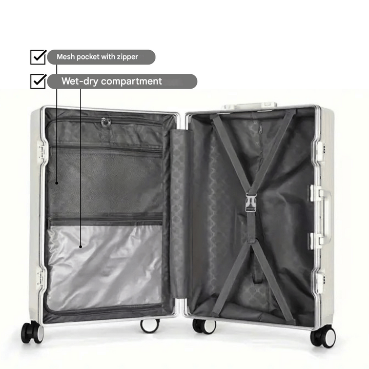 Manhattan Pro smart håndbagage rejsekuffert med USB port og sikker TSA-lås i sort design.