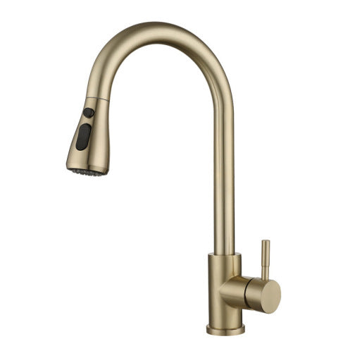 Moderne guld SmartFlow berøringsfrit køkkenarmatur. Sensorvandhane for forbedret hygiejne og nem betjening.