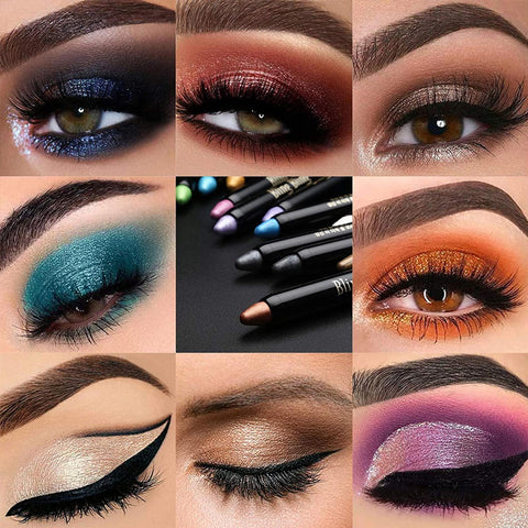 Sæt med 15 farverige EclipsEyes øjenskyggeblyanter til kvinder. Langtidsholdbar øjenmakeup skønhed.