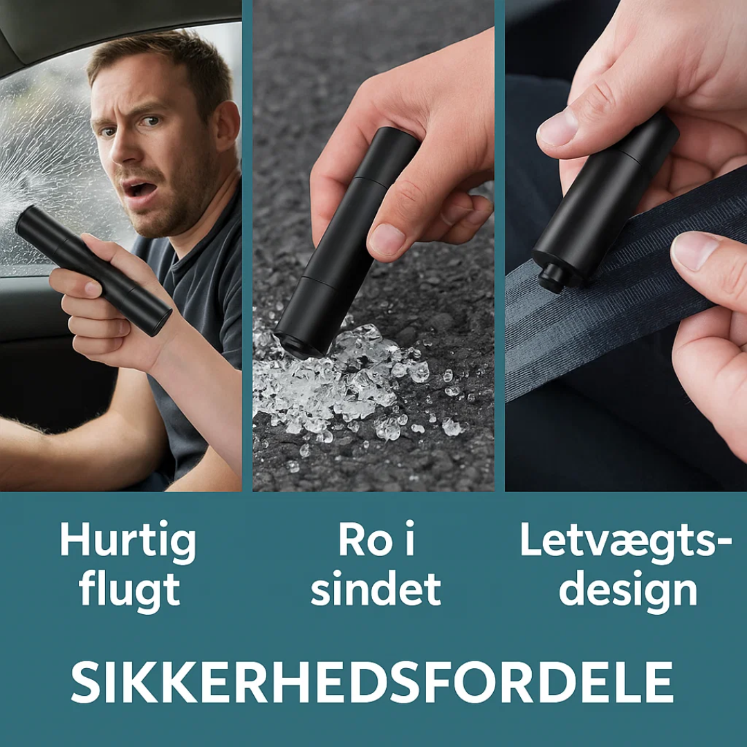 Red din bil: SafeKey nødhjælpsværktøj. Glasbryder & sikkerhedssnitter til hurtig respons i nødsituationer. Køretøjstilbehør.