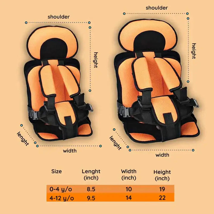 Praktisk rejsebilsæde med optimal komfort for barnet, et robust og sammenklappeligt booster sæde.