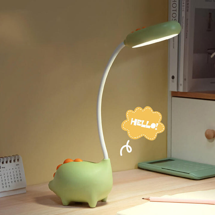 Sandsberg LED-bordlampe i dinosaurform, øjenvenlig, genopladelig, ideel til børneværelset.