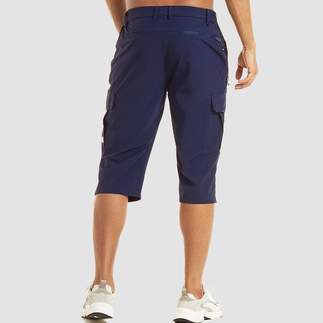 Hurtigtørrende cargo shorts til mænd, lette, med cargolommer og elastisk linning, ideelle til udendørsaktiviteter og rejser.
