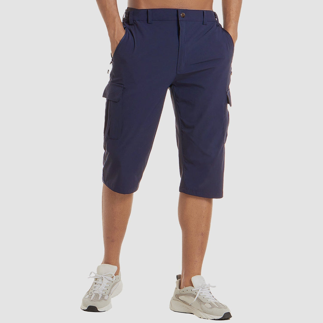 Hurtigtørrende cargo shorts til mænd, lette, med cargolommer og elastisk linning, ideelle til udendørsaktiviteter og rejser.