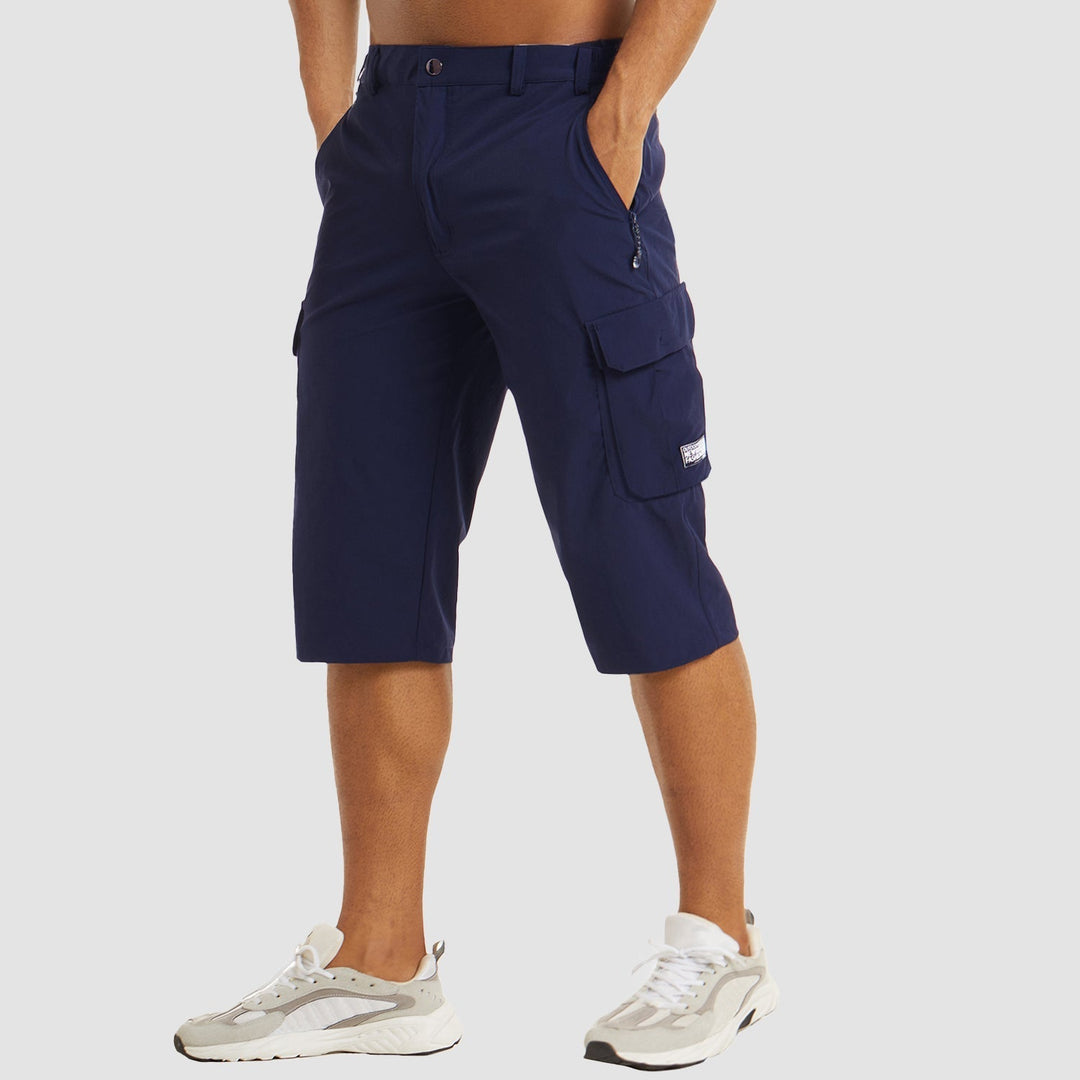 Hurtigtørrende cargo shorts til mænd, lette, med cargolommer og elastisk linning, ideelle til udendørsaktiviteter og rejser.