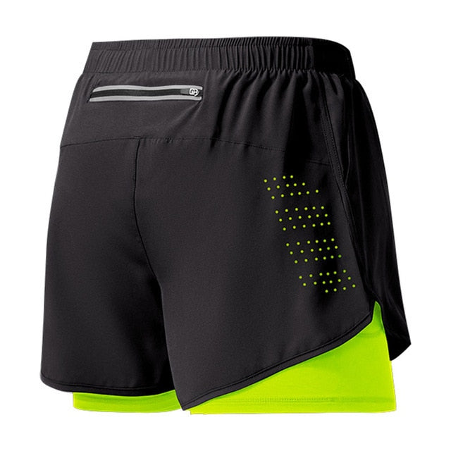 Herre hurtigtørrende løbeshorts, lette, åndbare, med mesh-paneler og lynlåslomme, ideelle til sport.