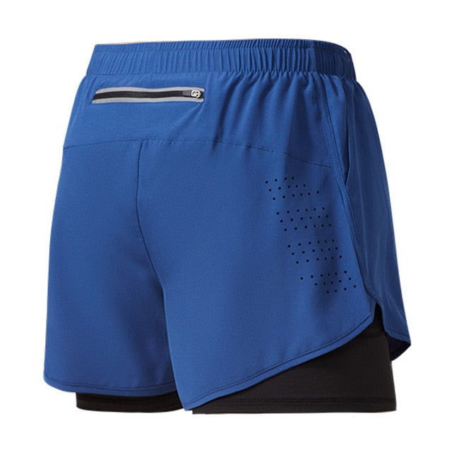 Herre hurtigtørrende løbeshorts, lette, åndbare, med mesh-paneler og lynlåslomme, ideelle til sport.