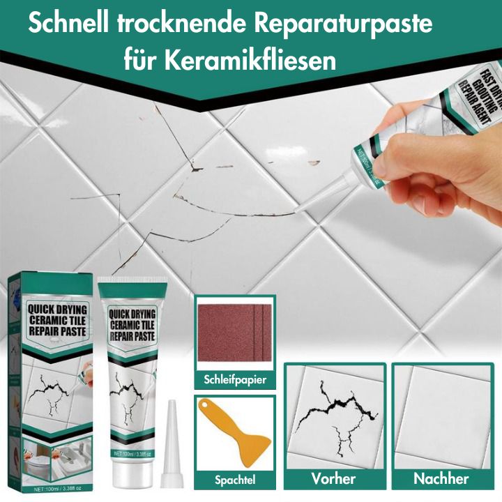 Hurtigtørrende reparationspasta til keramiske fliser, hvid pasta, anvendes på beskadigede fliser, DIY-reparation