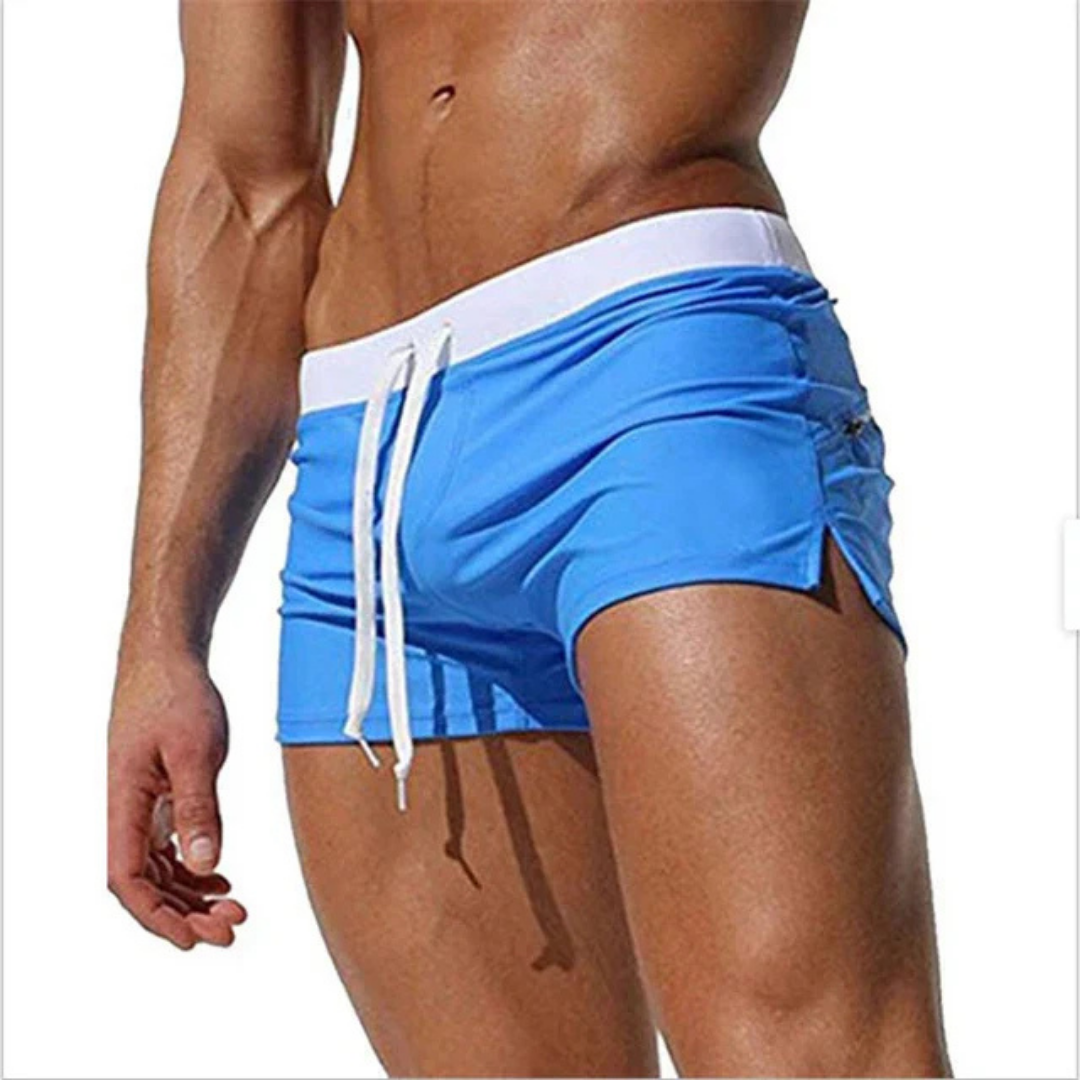 Hurtigttørrende, lette badeshorts til mænd med justerbar snøre, ideel til strand og pool.