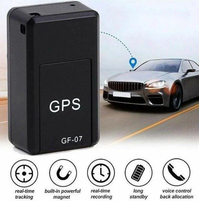 Sort, kompakt magnetisk GPS-tracker med stærk magnet til tyverisikring og global køretøjssporing.