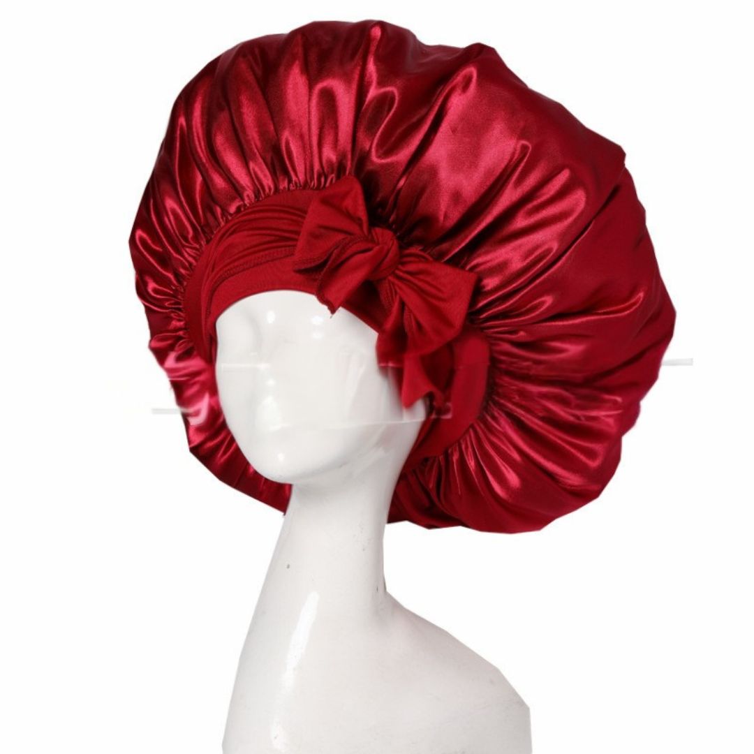 Silke sovehætte til hårpleje, der sikrer frizzfrit hår og luksuriøs sovekomfort, med et stilfuldt design.