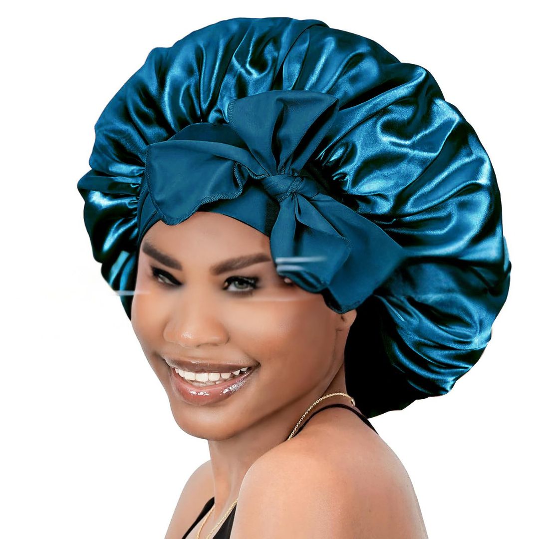 "Seidige Bonnet Schlafhaube für Haarpflege, frizzfreies Aufwachen, luxuriöser Schlafkomfort, stilvolles Design"