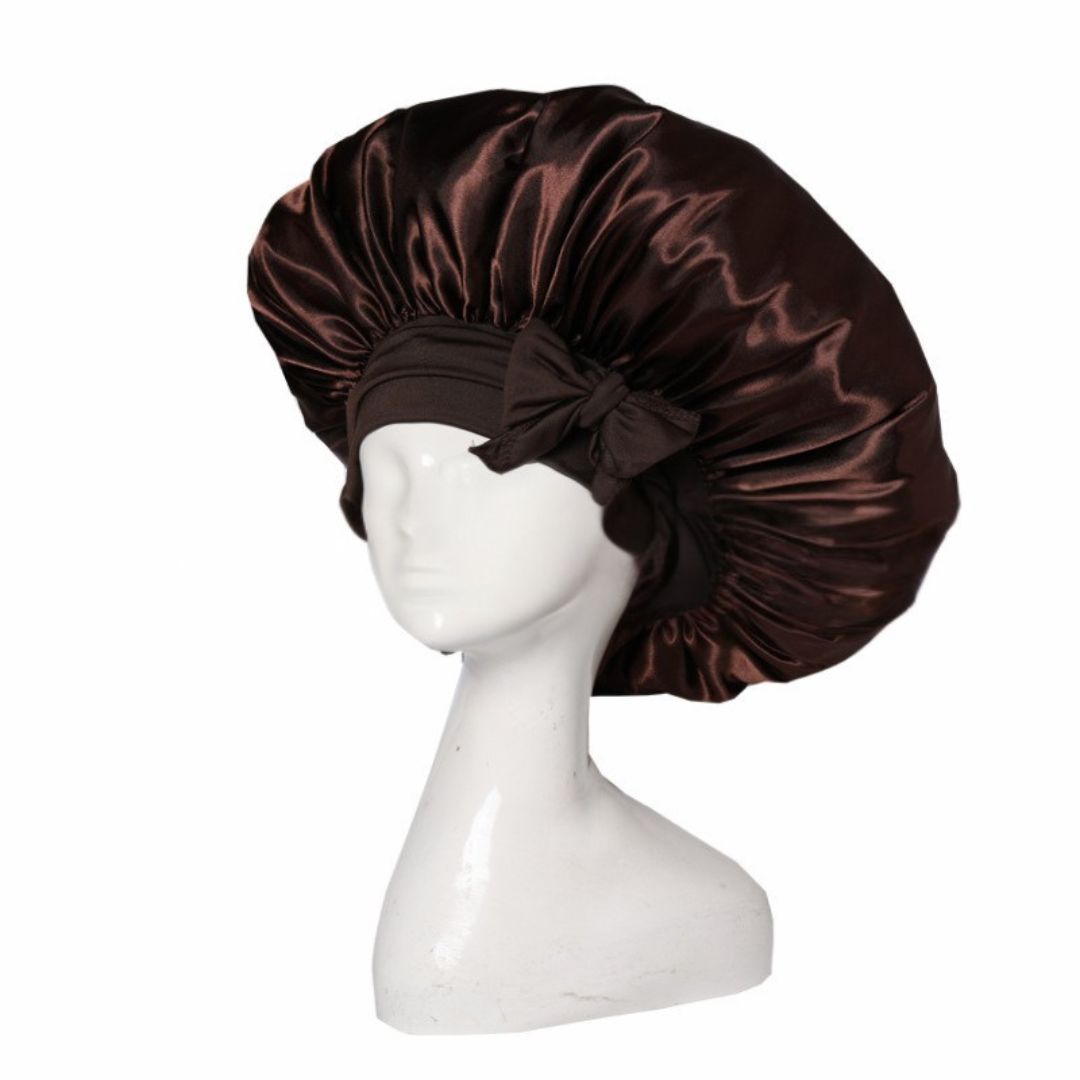 "Seidige Bonnet Schlafhaube für Haarpflege, frizzfreies Aufwachen, luxuriöser Schlafkomfort, stilvolles Design"
