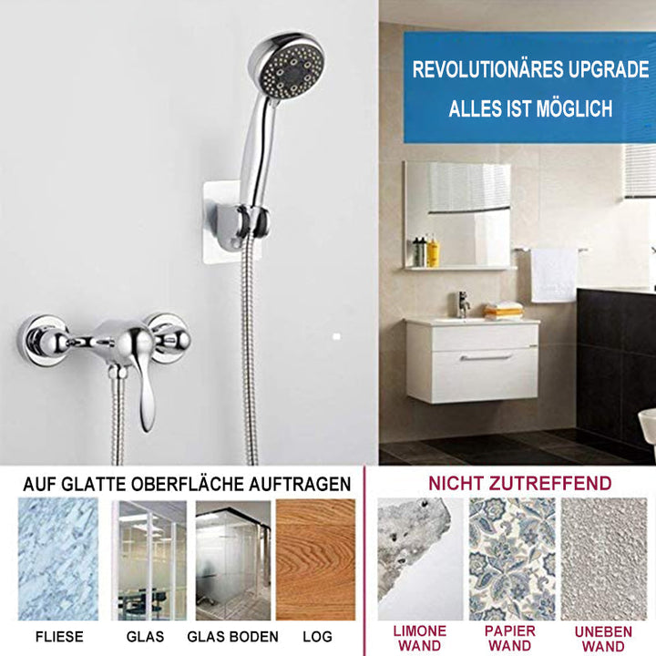 Selvklæbende brusehovedholder, justerbar, af ABS-plast, monteret på glasvæg, moderne stil