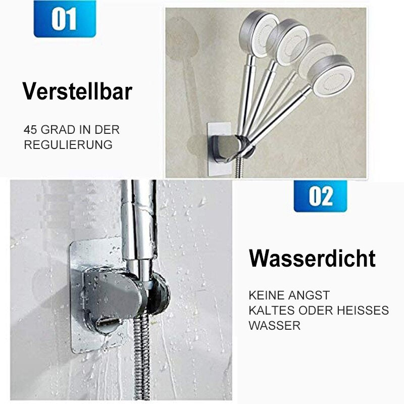 Selvklæbende brusehovedholder, justerbar, af ABS-plast, monteret på glasvæg, moderne stil