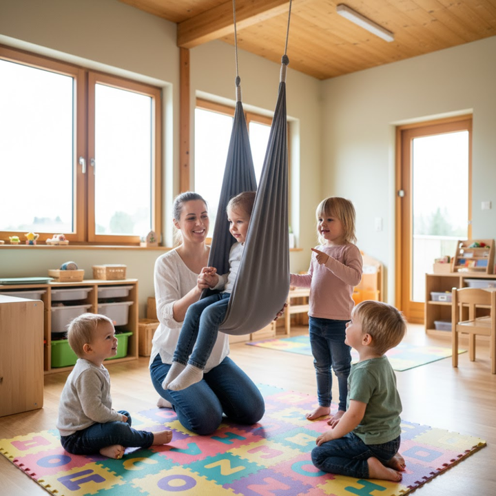 Sansegynge til børn, stimulerer sanserne og giver en beroligende oplevelse.
