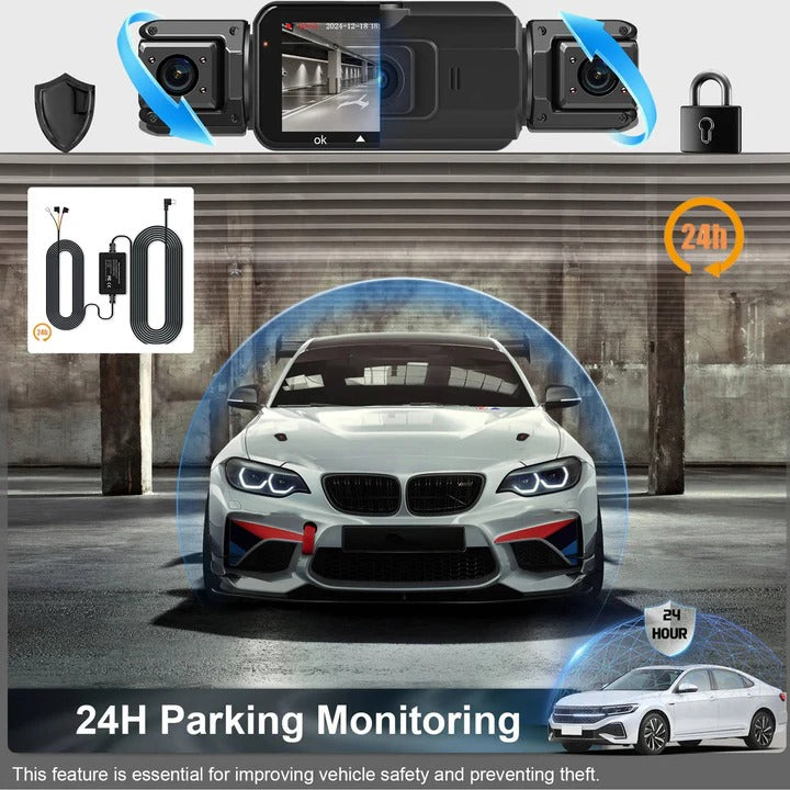 SentinelView 360° bil dashcam, der giver dig total fred og ro gennem 360-graders overvågning.