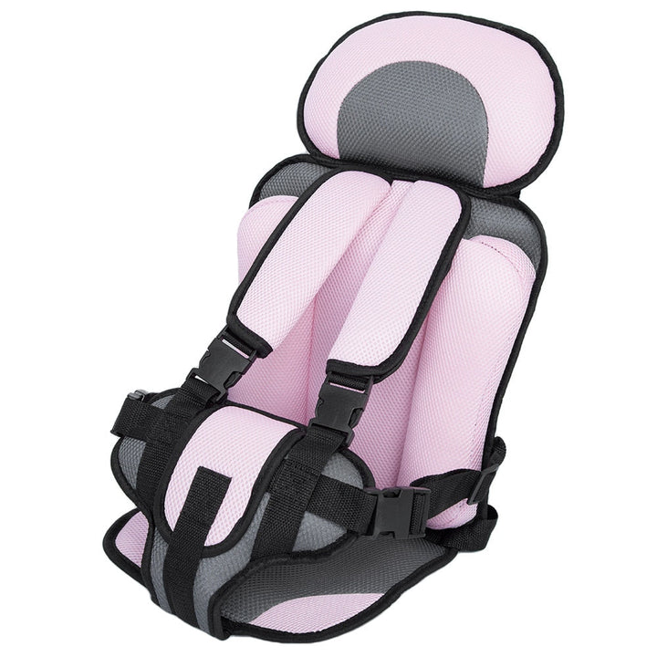 Grå autostol med justerbar 5-punktssele og ISOFIX for sikker montering i bil.