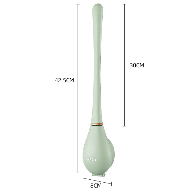 Silikone toiletbørste med vægmontering i beige, fladt børstehoved for effektiv rengøring, moderne design.