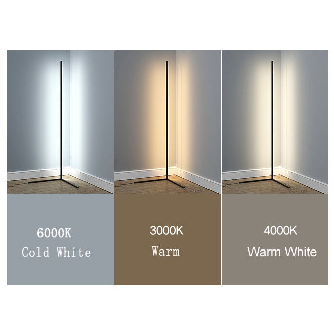 Minimalistisk LED hjørnelampe. Dæmpbar og med RGB lys, ideel til stue og soveværelse.