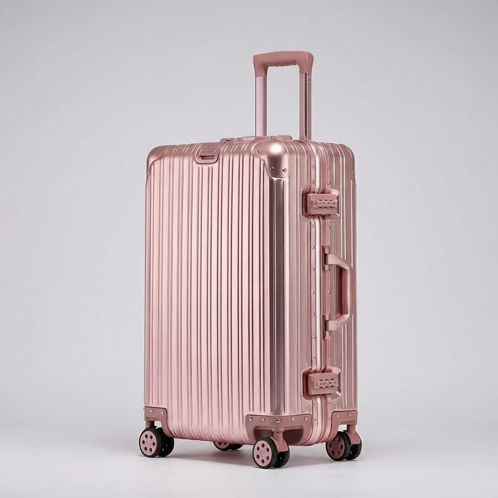 Kompakt Travelon kabinekuffert i aluminium. Letvægtskuffert med TSA lås og glatte hjul til bekvem rejsebagage.