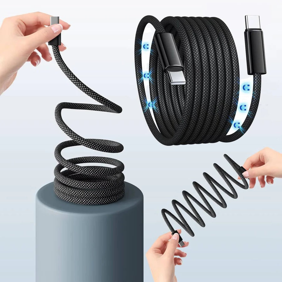 Smart magnetisk USB-opladerkabel til hurtig opladning og dataoverførsel. Universal Type C/Lightning stik.