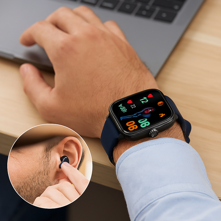 Smartwatch med 1,4 tommer HD-touchskærm, EKG, blodtryk og hjertefrekvensmåling, ideel til sundhed og fitness