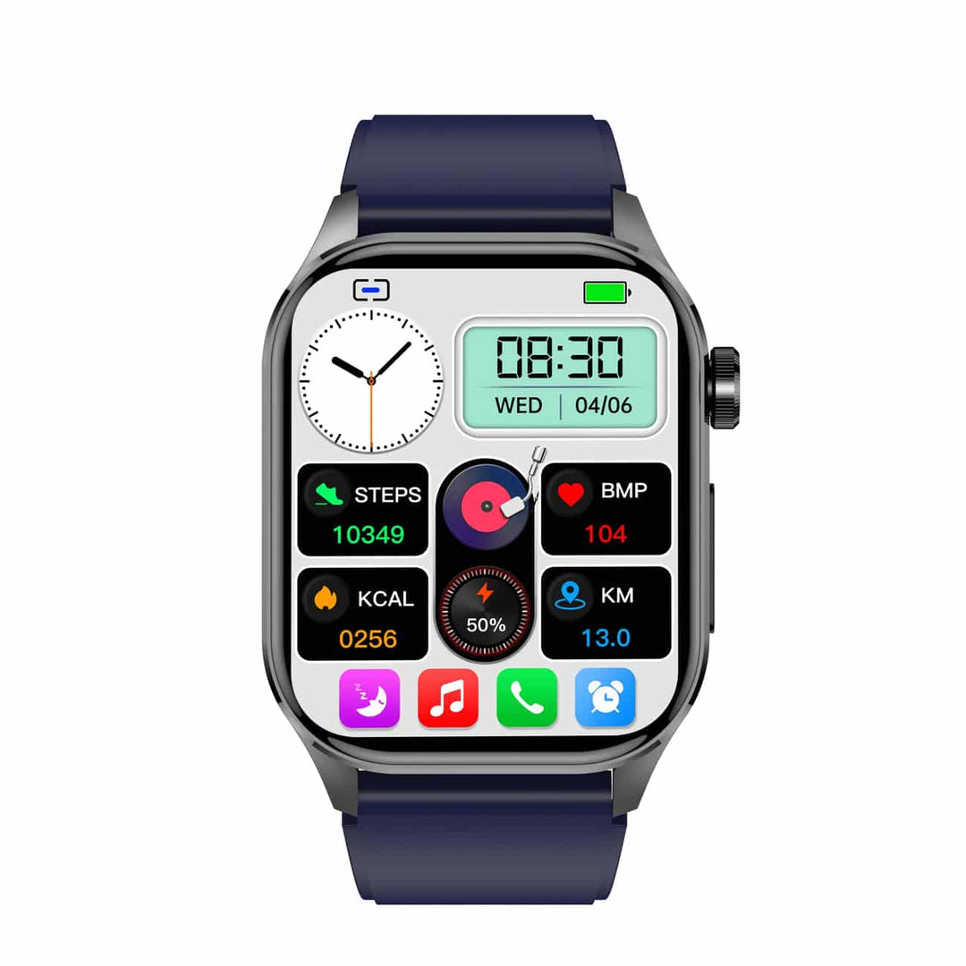 Smartwatch med 1,4 tommer HD-touchskærm, EKG, blodtryk og hjertefrekvensmåling, ideel til sundhed og fitness