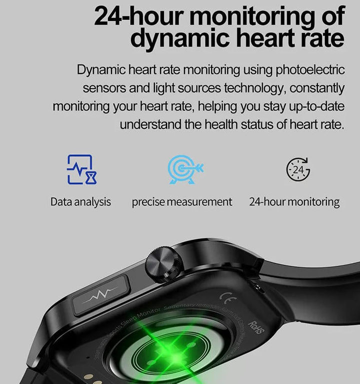 Smartwatch til seniorer, der præcist måler blodtryk. Ideel til daglig helbredsovervågning og velbefindende.
