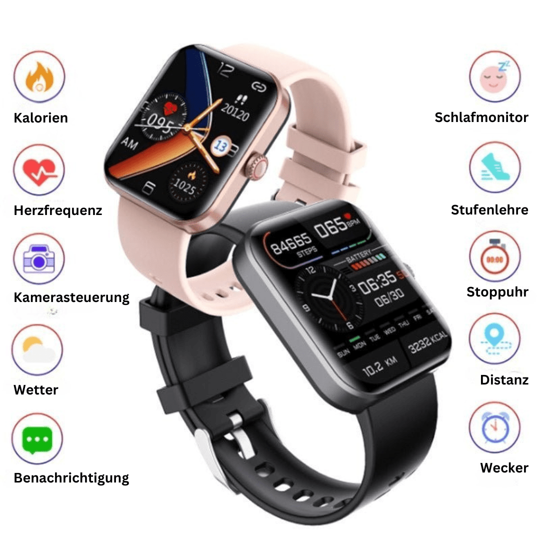 Digital sundhed: Smartwatch blodsukkermåler oplades, klar til kontinuerlig og smertefri sundhedsovervågning.