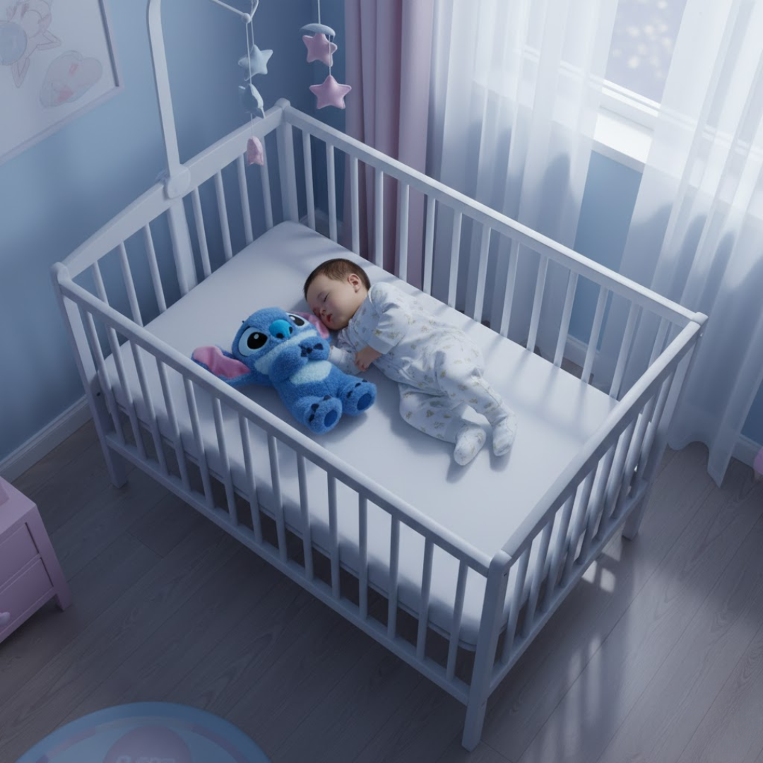 Detaljebillede af SnugBug krammedyr, et ultra-blødt og beroligende plysdyr designet til tryghed.