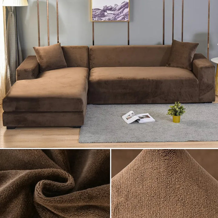 Nærbillede af den bløde tekstur på det vaskbare sofaovertræk. Komfort, stil og holdbarhed.