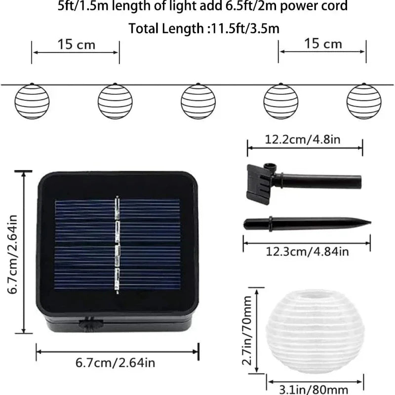 Solarcelledrevet vejrbestandig LED-udendørs lyskæde, der lyser op i haven, miljøvenlig og ideel til terrasse