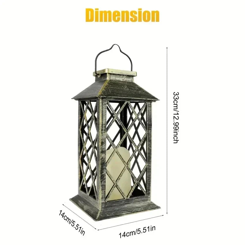 Solarlampe Noctis Have Lantern med flimrende LED-lys, varmt skær, vejrbestandig, ideel til havebelysning.