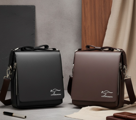 Sort mænds anti-tyveri crossbody taske med sikkerhedslåse; sikker og kompakt til daglig brug.
