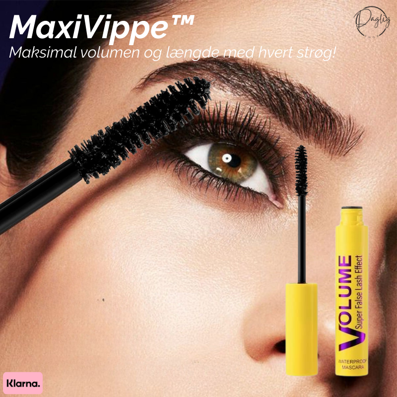 Sort mascara for maksimal volumen og længde til vipperne, skaber et dramatisk look.