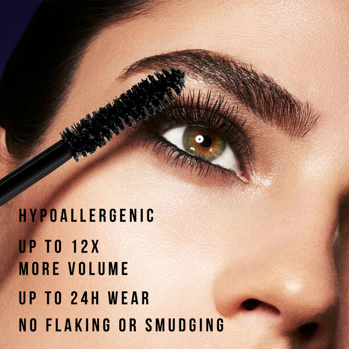 Dyb sort mascara, der giver uovertruffen volumen og forlængelse til hver enkelt vippe.