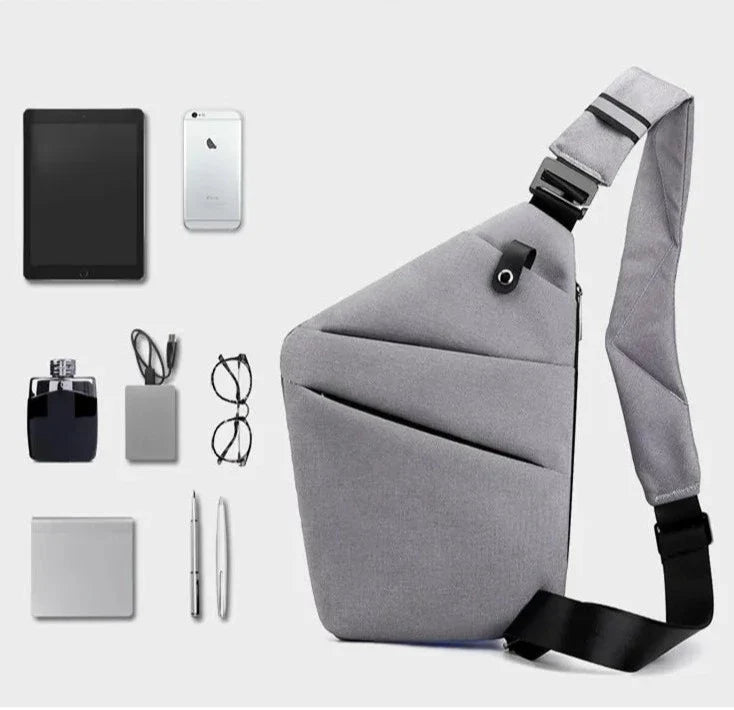 Sort unisex mini crossbody rejsetaske til sikker opbevaring af værdier på rejsen.