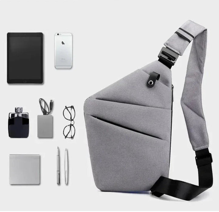 Sort unisex mini crossbody rejsetaske til sikker opbevaring af værdier på rejsen.