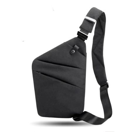 Model bærer grå mini crossbody taske, der fremhæver dens komfort som hverdagstaske.