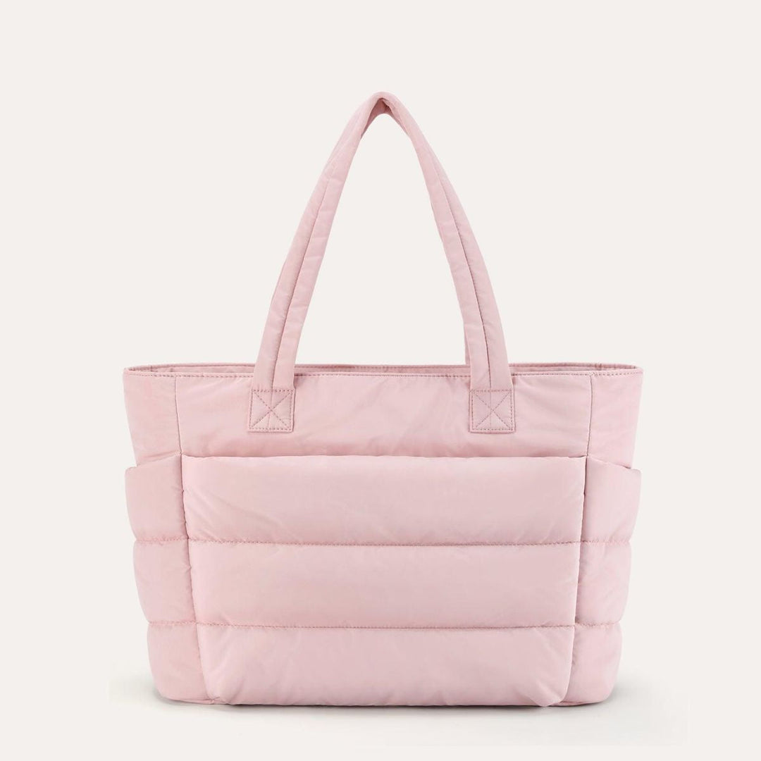 Stilfuld dame puffy tote taske i sort, perfekt til hverdag og shopping. Rummelig og letvægt.