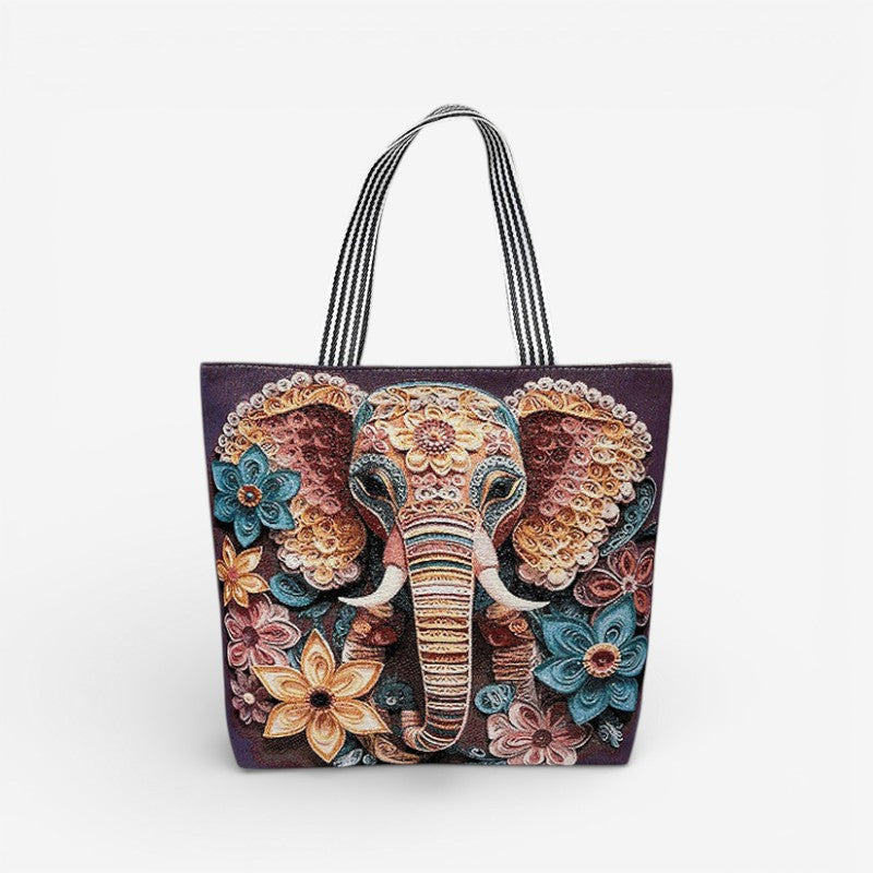 Stilfuld dame tote taske med broderi og struktureret design, perfekt til hverdag.