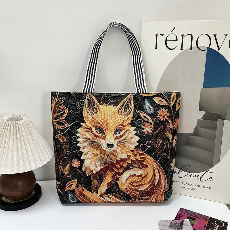 Dame tote taske; struktureret design, smukt broderi, rummelig. Ideel som stilfuld hverdagstaske.