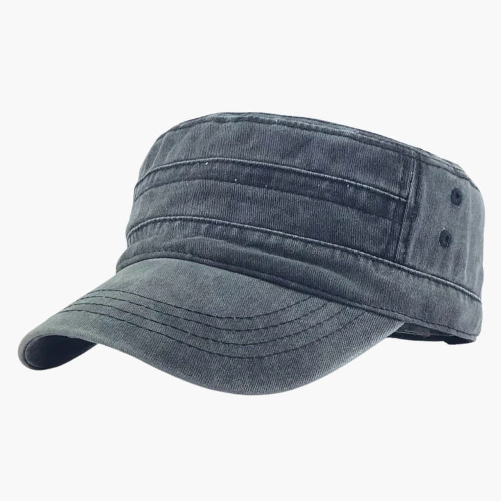 Casual herre cap i militær stil med buet skygge. Perfekt til streetwear og hverdagsbrug, justerbar og åndbar.